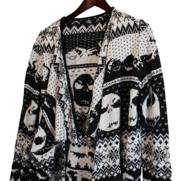 NIGHT BEFORE CHRISTMAS Cardigan Open Front Black/White Tim Burton MEDIUM - Picture 2 of 4